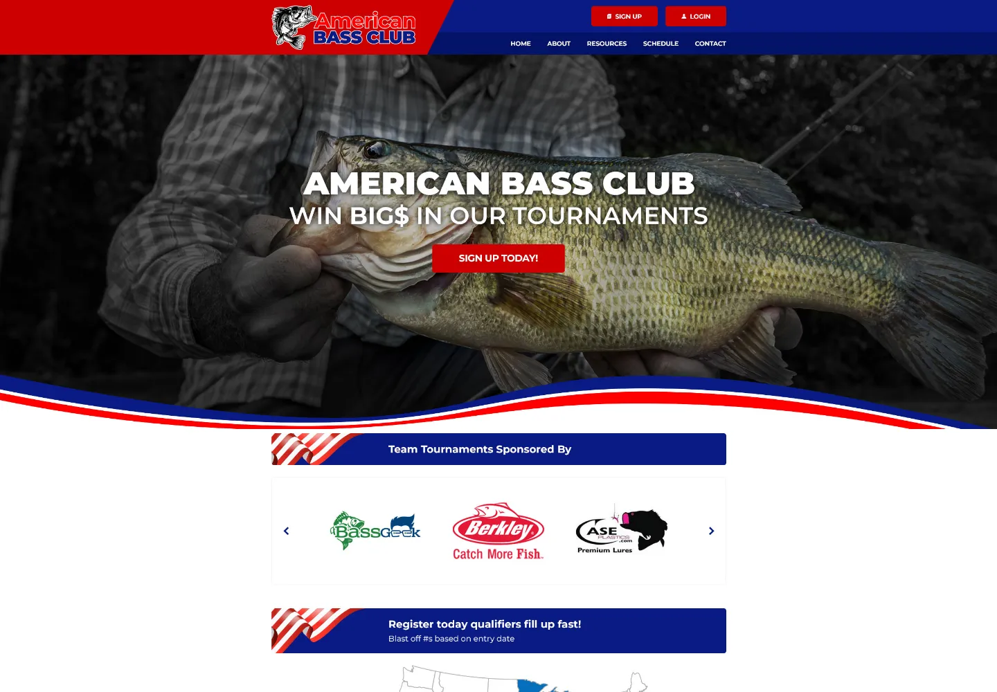 Screenshot of the American Bass Club website