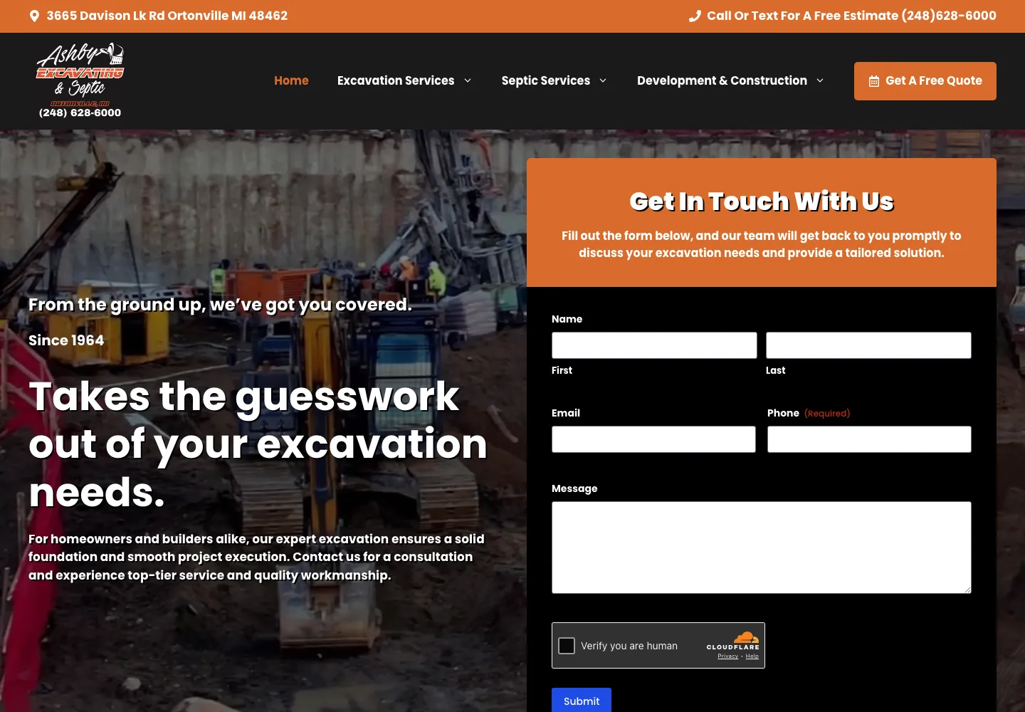 Screenshot of the Ashby Excavating project