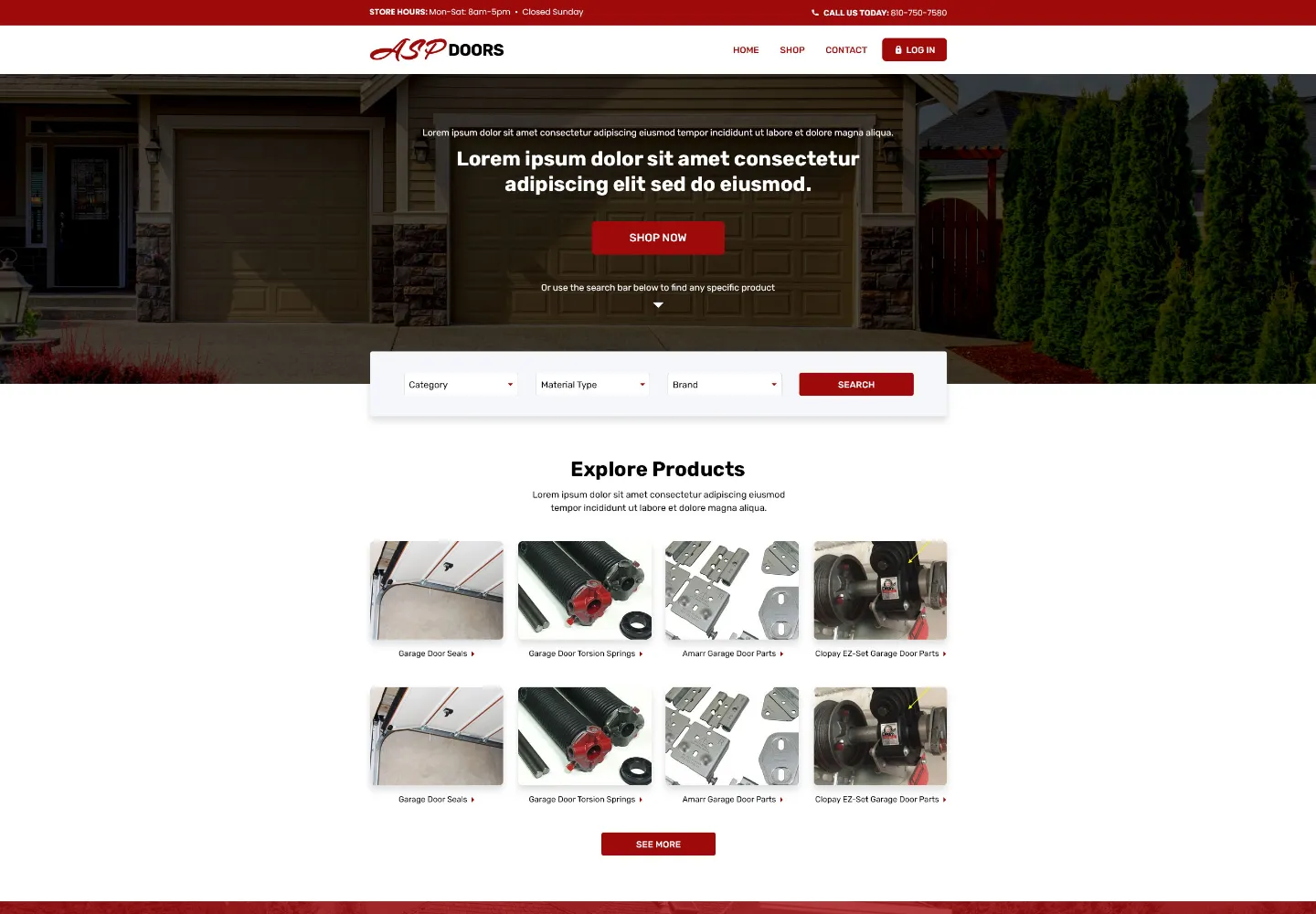 Screenshot of the ASP Doors website