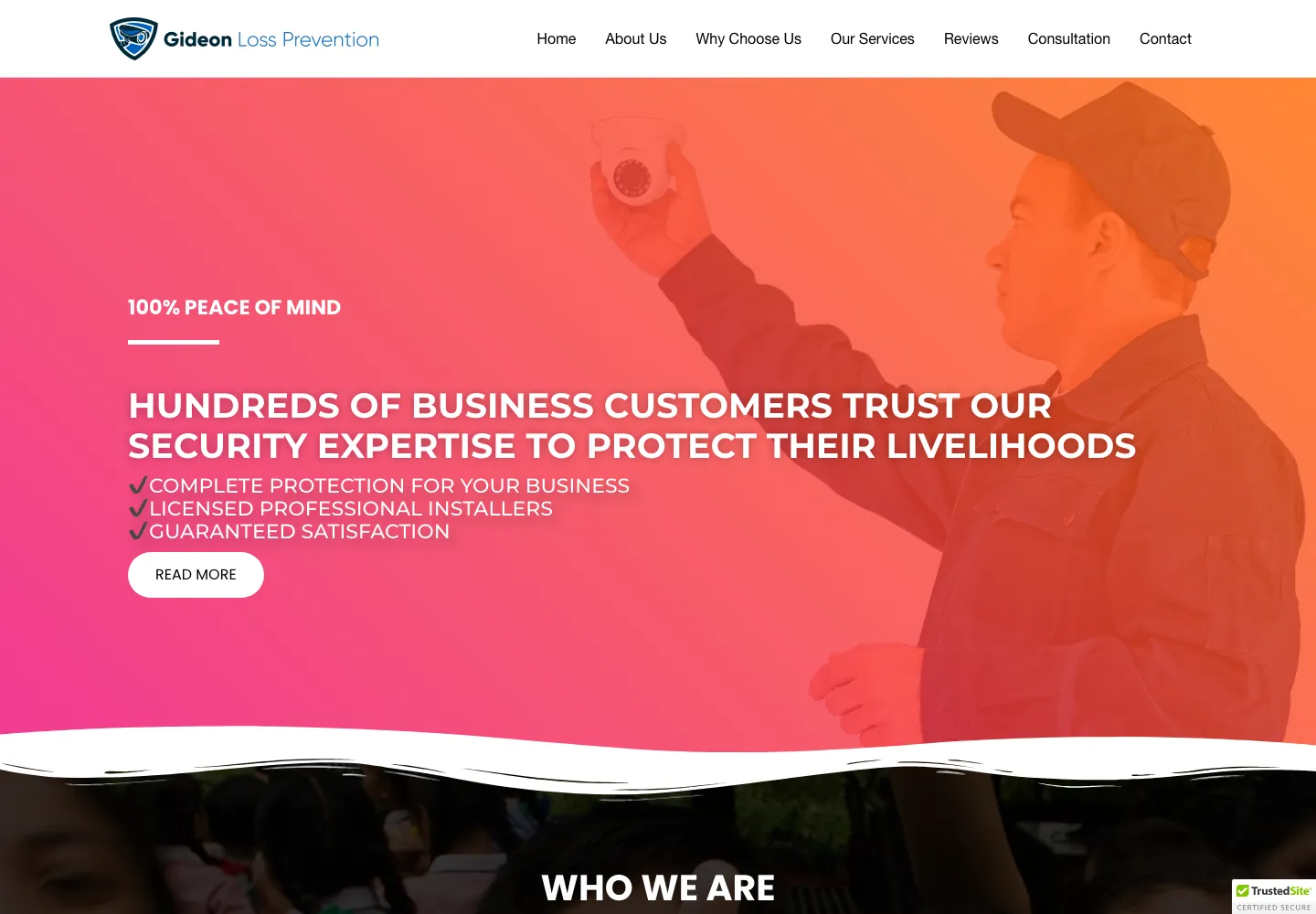 Screenshot of the Gideon Loss Prevention website