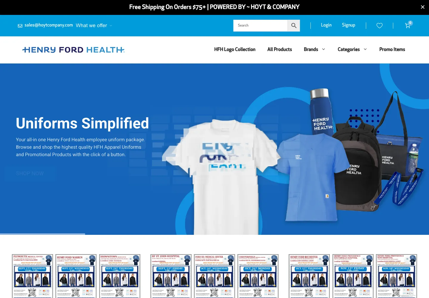 Screenshot of the Medical Logo Wear website