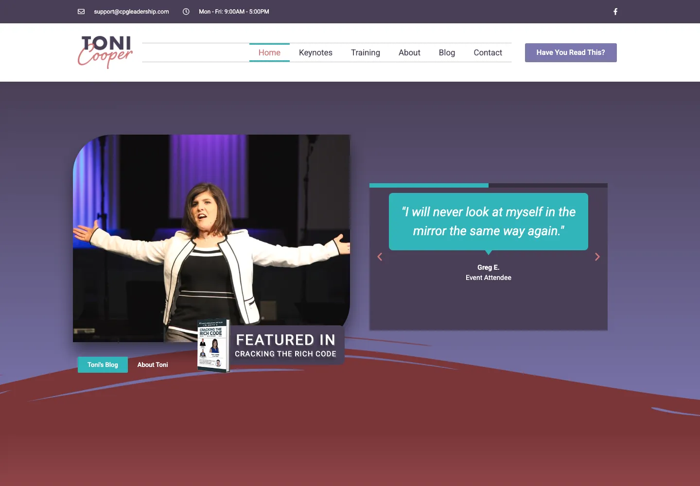 Screenshot of the Toni Cooper website
